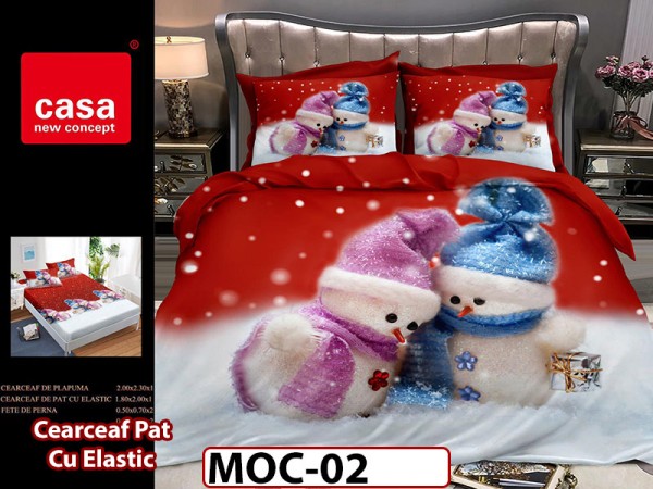 Lenjerie din finet 6 piese si cearceaf cu elastic - MOC02 Lenjerie din finet 6 piese si cearceaf cu elastic - MOC02