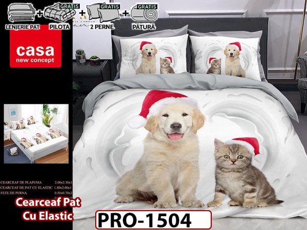 Lenjerie din finet 6 piese si cearsaf cu Elastic - PRO1504 Lenjerie din finet 6 piese si cearsaf cu Elastic - PRO1504