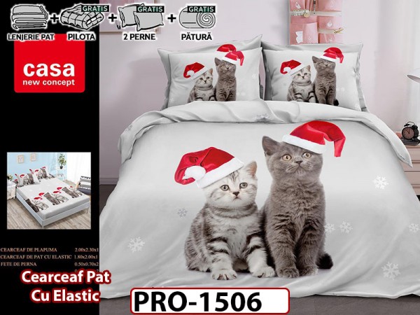 Lenjerie din finet 6 piese si cearsaf cu Elastic - PRO1506 Lenjerie din finet 6 piese si cearsaf cu Elastic - PRO1506