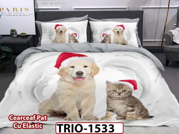 Lenjerie din finet 6 piese si cearsaf cu Elastic - TRIO1533 Lenjerie din finet 6 piese si cearsaf cu Elastic - TRIO1533