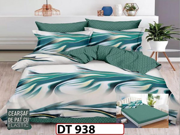 Lenjerie din finet 6 piese si cearceaf cu Elastic - DT938 Lenjerie din finet 6 piese si cearceaf cu Elastic - DT938