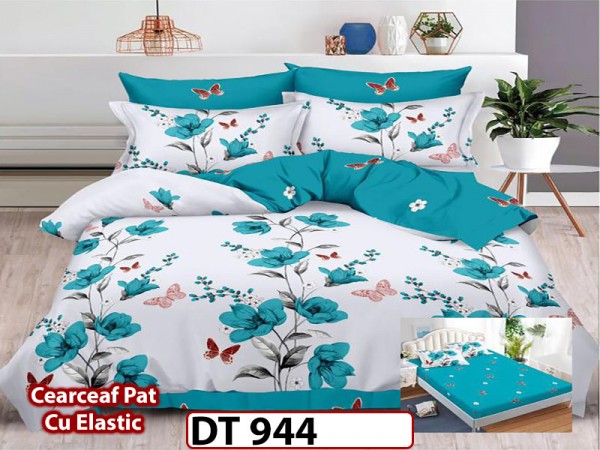 Lenjerie din finet 6 piese si cearceaf cu Elastic - DT944 Lenjerie din finet 6 piese si cearceaf cu Elastic - DT944
