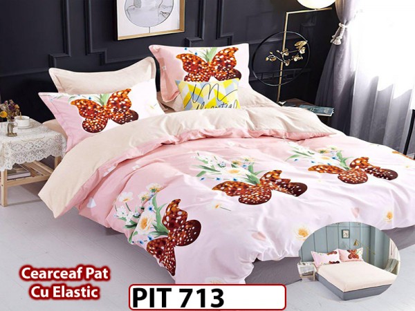 Lenjerie din finet 6 piese si cearceaf cu elastic - PIT713 Lenjerie din finet 6 piese si cearceaf cu elastic - PIT713