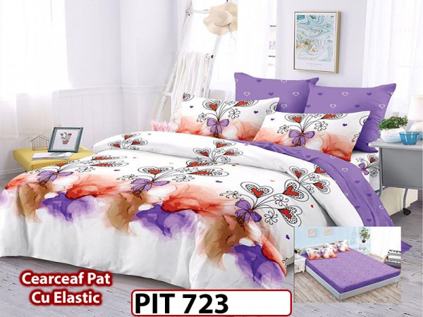 Lenjerie din finet 6 piese si cearceaf cu elastic - PIT723 Lenjerie din finet 6 piese si cearceaf cu elastic - PIT723