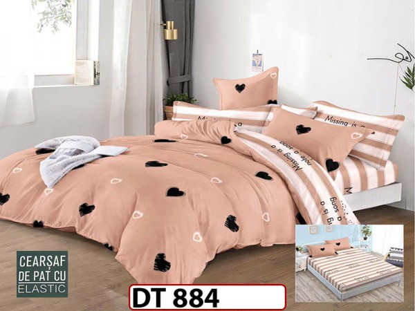 Lenjerie din finet 6 piese si cearceaf cu Elastic - DT884 Lenjerie din finet 6 piese si cearceaf cu Elastic - DT884