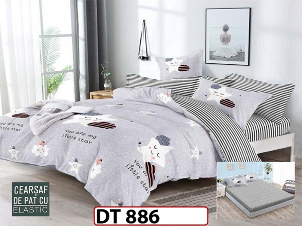Lenjerie din finet 6 piese si cearceaf cu Elastic - DT886 Lenjerie din finet 6 piese si cearceaf cu Elastic - DT886