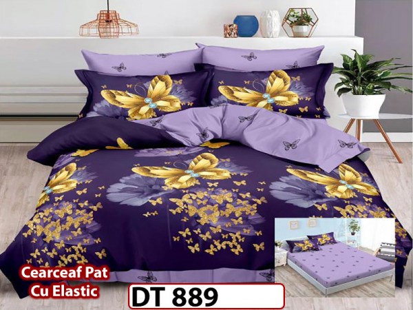 Lenjerie din finet 6 piese si cearceaf cu Elastic - DT889 Lenjerie din finet 6 piese si cearceaf cu Elastic - DT889