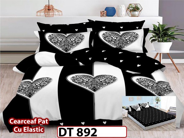 Lenjerie din finet 6 piese si cearceaf cu Elastic - DT892 Lenjerie din finet 6 piese si cearceaf cu Elastic - DT892