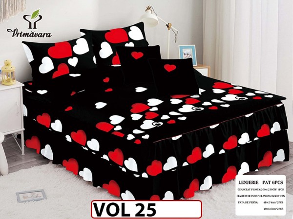 Lenjerie din finet 6 piese Cu Volanase - VOL25 Lenjerie din finet 6 piese Cu Volanase - VOL25