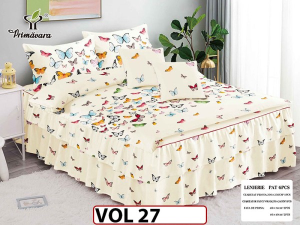 Lenjerie din finet 6 piese Cu Volanase - VOL27 Lenjerie din finet 6 piese Cu Volanase - VOL27