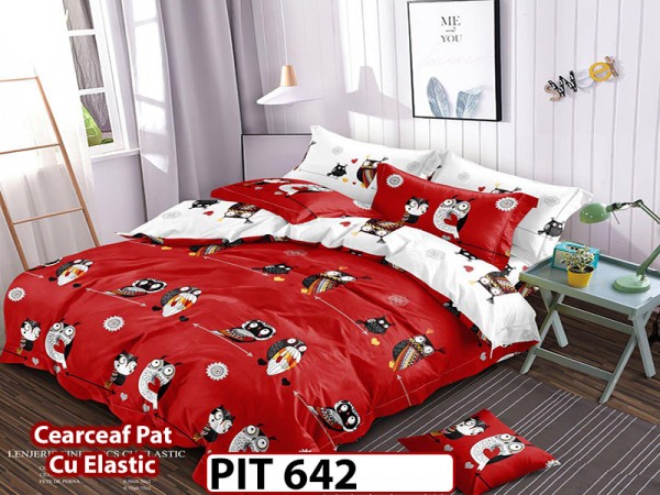 Lenjerie din finet 6 piese si cearceaf cu elastic - PIT642 Lenjerie din finet 6 piese si cearceaf cu elastic - PIT642