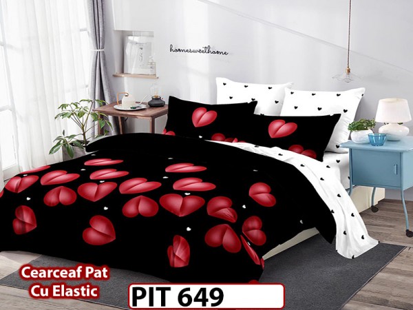 Lenjerie din finet 6 piese si cearceaf cu elastic - PIT649 Lenjerie din finet 6 piese si cearceaf cu elastic - PIT649