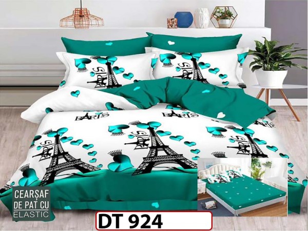 Lenjerie din finet 6 piese si cearceaf cu Elastic - DT924 Lenjerie din finet 6 piese si cearceaf cu Elastic - DT924