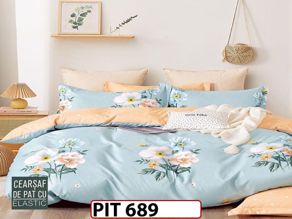 Lenjerie din finet 6 piese si cearceaf cu elastic - PIT689 Lenjerie din finet 6 piese si cearceaf cu elastic - PIT689