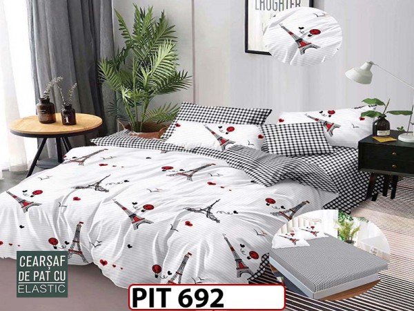 Lenjerie din finet 6 piese si cearceaf cu elastic - PIT692 Lenjerie din finet 6 piese si cearceaf cu elastic - PIT692