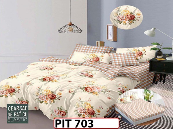 Lenjerie din finet 6 piese si cearceaf cu elastic - PIT703 Lenjerie din finet 6 piese si cearceaf cu elastic - PIT703