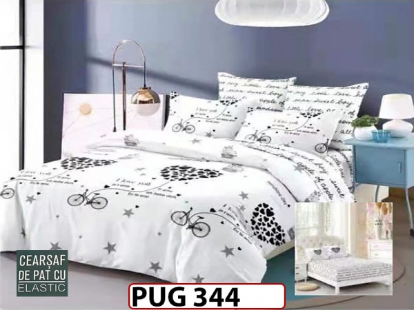 Lenjerie din finet 6 piese si cearceaf cu Elastic - PUG344 Lenjerie din finet 6 piese si cearceaf cu Elastic - PUG344