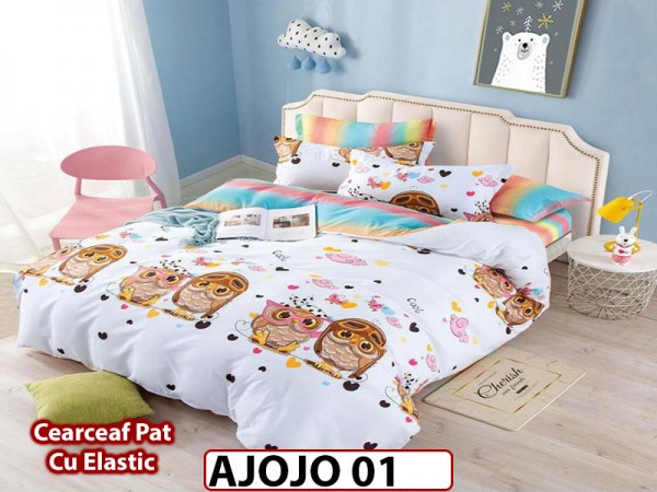 Lenjerie din finet 6 piese si cearceaf cu Elastic - AJOJO01 Lenjerie din finet 6 piese si cearceaf cu Elastic - AJOJO01