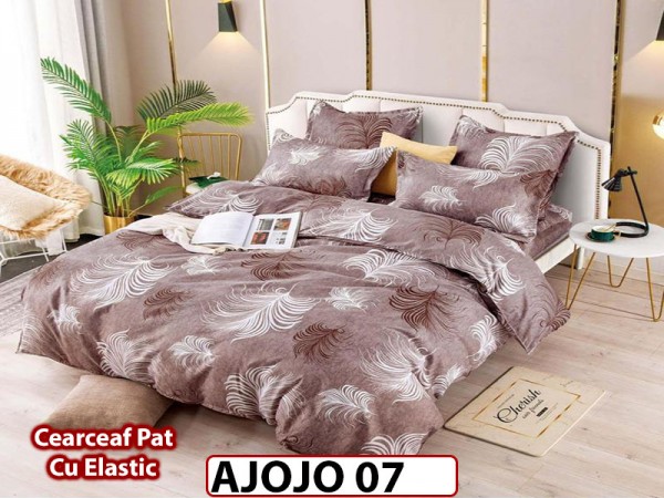 Lenjerie din finet 6 piese si cearceaf cu Elastic - AJOJO07 Lenjerie din finet 6 piese si cearceaf cu Elastic - AJOJO07