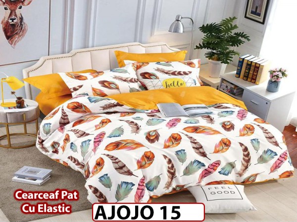 Lenjerie din finet 6 piese si cearceaf cu Elastic - AJOJO15 Lenjerie din finet 6 piese si cearceaf cu Elastic - AJOJO15
