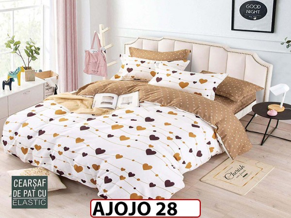 Lenjerie din finet 6 piese si cearceaf cu Elastic - AJOJO28 Lenjerie din finet 6 piese si cearceaf cu Elastic - AJOJO28
