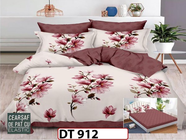 Lenjerie din finet 6 piese si cearceaf cu Elastic - DT912 Lenjerie din finet 6 piese si cearceaf cu Elastic - DT912
