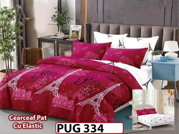 Lenjerie din finet 6 piese si cearceaf cu Elastic - PUG334 Lenjerie din finet 6 piese si cearceaf cu Elastic - PUG334