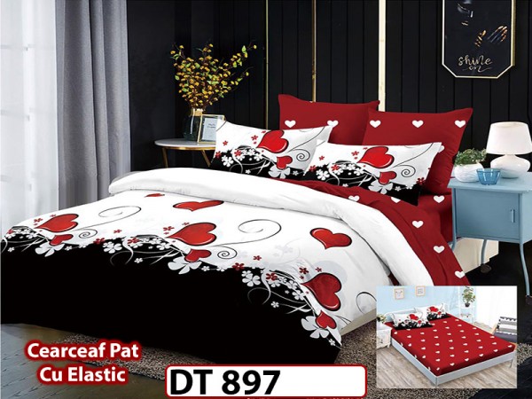 Lenjerie din finet 6 piese si cearceaf cu Elastic - DT897 Lenjerie din finet 6 piese si cearceaf cu Elastic - DT897