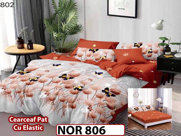 Lenjerie din finet 6 piese si cearceaf cu Elastic - NOR806 Lenjerie din finet 6 piese si cearceaf cu Elastic - NOR806