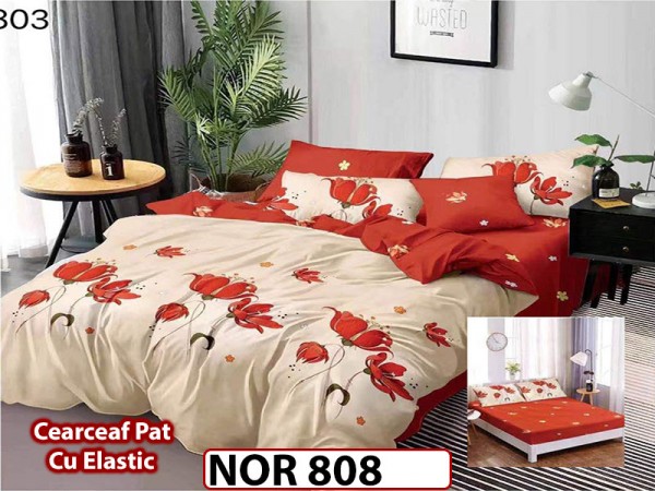 Lenjerie din finet 6 piese si cearceaf cu Elastic - NOR808 Lenjerie din finet 6 piese si cearceaf cu Elastic - NOR808