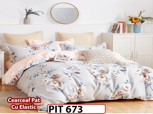 Lenjerie din finet 6 piese si cearceaf cu elastic - PIT673 Lenjerie din finet 6 piese si cearceaf cu elastic - PIT673