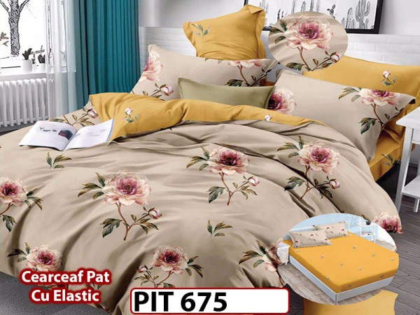 Lenjerie din finet 6 piese si cearceaf cu elastic - PIT675 Lenjerie din finet 6 piese si cearceaf cu elastic - PIT675