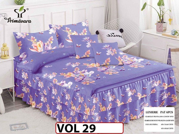Lenjerie din finet 6 piese Cu Volanase - VOL29 Lenjerie din finet 6 piese Cu Volanase - VOL29