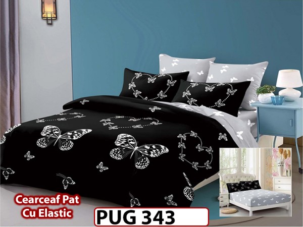 Lenjerie din finet 6 piese si cearceaf cu Elastic - PUG343 Lenjerie din finet 6 piese si cearceaf cu Elastic - PUG343