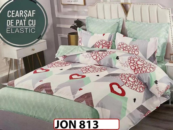 Lenjerie din finet 6 piese si cearceaf cu Elastic - JON813 Lenjerie din finet 6 piese si cearceaf cu Elastic - JON813