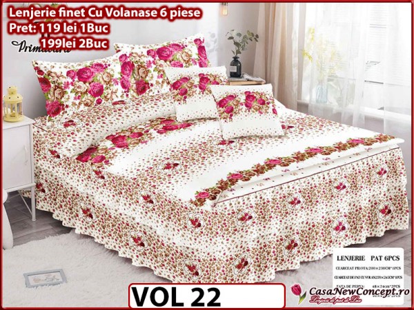 Lenjerie din finet 6 piese Cu Volanase - VOL22 Lenjerie din finet 6 piese Cu Volanase - VOL22