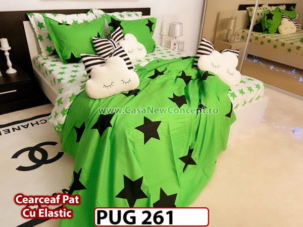 Lenjerie din finet 6 piese si cearceaf cu Elastic - PUG261 Lenjerie din finet 6 piese si cearceaf cu Elastic - PUG261