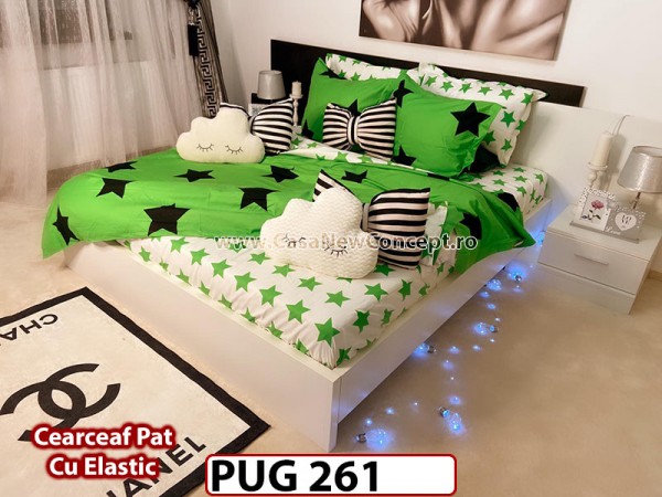 Lenjerie din finet 6 piese si cearceaf cu Elastic - PUG261 Lenjerie din finet 6 piese si cearceaf cu Elastic - PUG261
