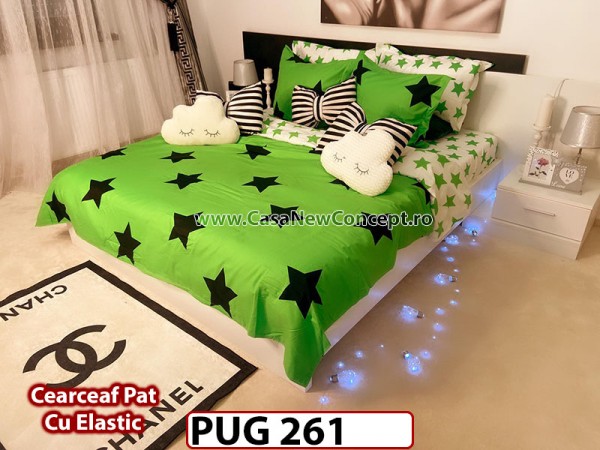 Lenjerie din finet 6 piese si cearceaf cu Elastic - PUG261 Lenjerie din finet 6 piese si cearceaf cu Elastic - PUG261