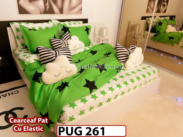 Lenjerie din finet 6 piese si cearceaf cu Elastic - PUG261 Lenjerie din finet 6 piese si cearceaf cu Elastic - PUG261