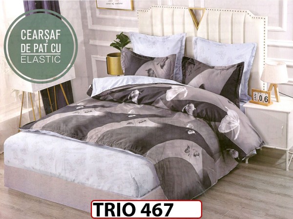 Lenjerie din finet 6 piese si cearsaf cu Elastic - TRIO467 Lenjerie din finet 6 piese si cearsaf cu Elastic - TRIO467