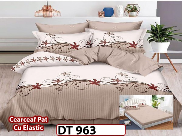 Lenjerie din finet 6 piese si cearceaf cu Elastic - DT963 Lenjerie din finet 6 piese si cearceaf cu Elastic - DT963