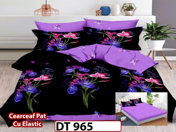 Lenjerie din finet 6 piese si cearceaf cu Elastic - DT965 Lenjerie din finet 6 piese si cearceaf cu Elastic - DT965