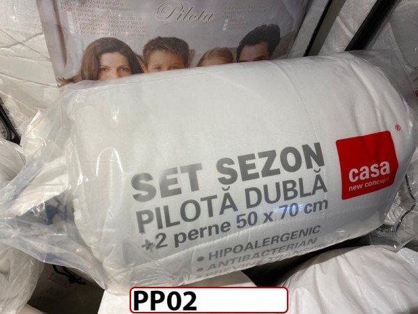 SET Pilota 200x220cm + 2 perne 50x70cm alb Casa New Concept - PP02