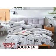 Lenjerie din finet 6 piese si cearceaf cu Elastic - AJOJO34