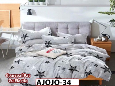 Lenjerie din finet 6 piese si cearceaf cu Elastic - AJOJO34 Lenjerie din finet 6 piese si cearceaf cu Elastic - AJOJO34