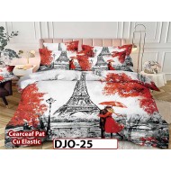 Lenjerie 3D din finet 4 piese 1 Persoana Cearceaf cu Elastec - DJO25