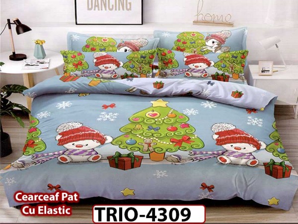 Lenjerie din finet 6 piese si cearsaf cu Elastic - TRIO4309 Lenjerie din finet 6 piese si cearsaf cu Elastic - TRIO4309