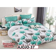 Lenjerie din finet 6 piese si cearceaf cu Elastic - AJOJO37