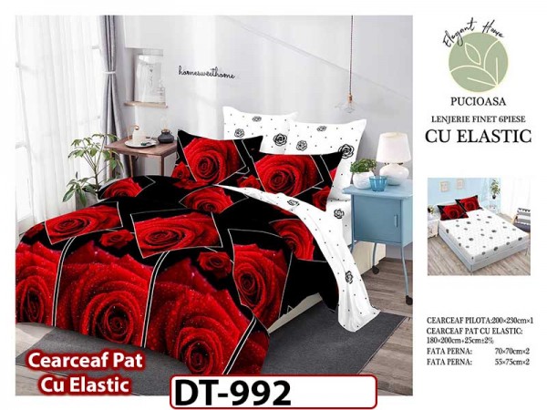 Lenjerie din finet 6 piese si cearceaf cu Elastic - DT992 Lenjerie din finet 6 piese si cearceaf cu Elastic - DT992